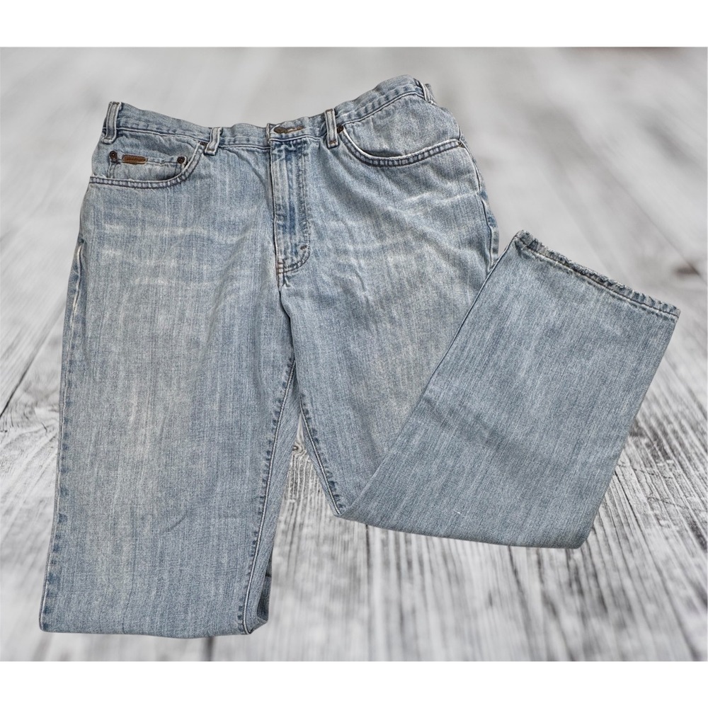 Eddie Bauer Mens Light Wash Straight Leg 100% Cotton Denim‎ Jeans Blue 34x27